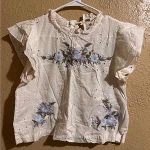 Free people eyelet floral embroidered blouse